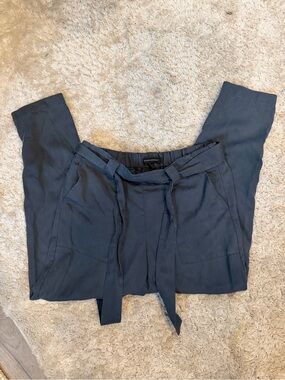 Drawstring Waist Navy Pants